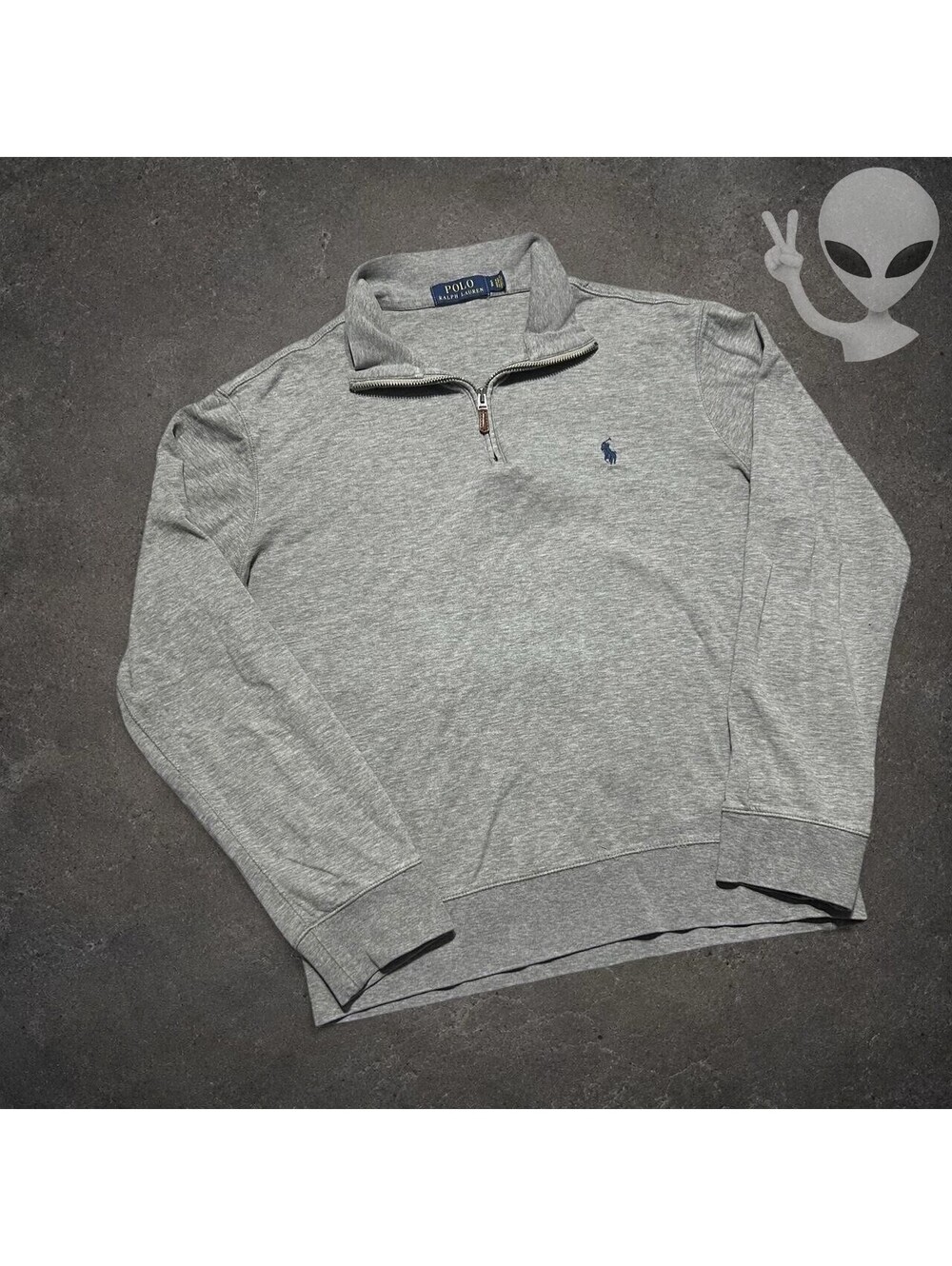Polo Ralph Lauren Quarter-Zip Sweater Mens S Gray Lightweight Cotton Pullover